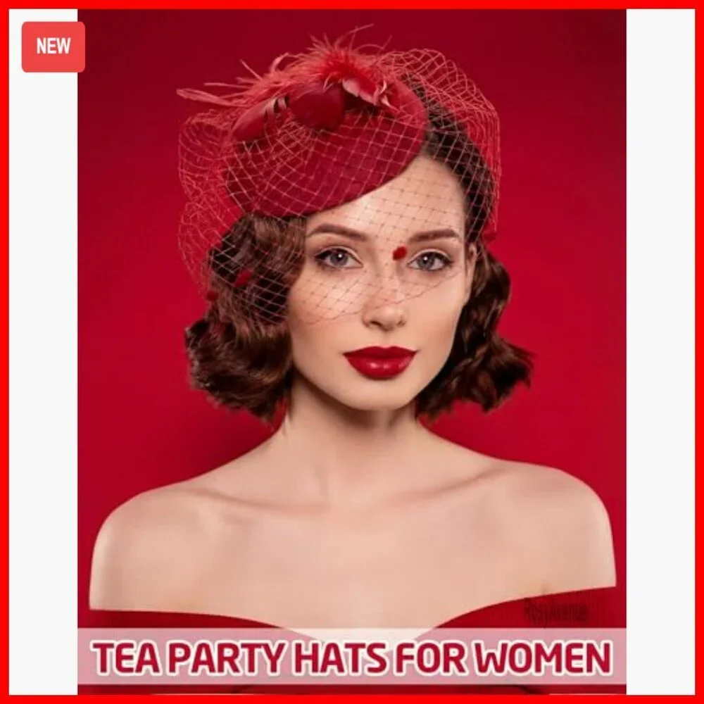 6 Pack Fascinator Hats Derby Style Mesh Feather Hair Clip Wedding Party